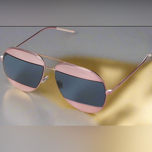 ? NWT The Funky Aviator Dior Split Blue And Pink Mirror 59MM Sunglasses main image 8